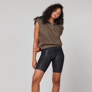 SPANX Faux Leather Women's Biker Shorts - Black